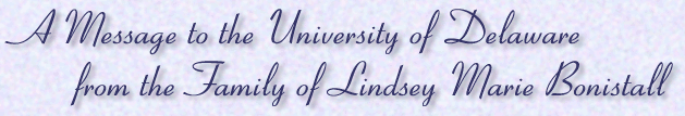Message to UD from Family of Lindsey M. Bonistall