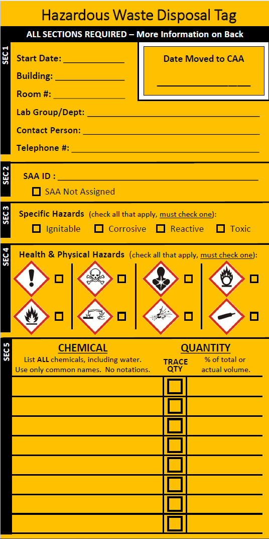 Chemical Waste Disposal Label - Front