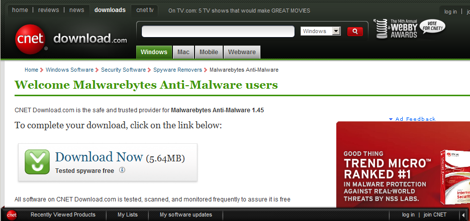 malwarebytes anti malware free version cnet