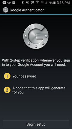 Google Authenticator screenshot