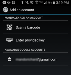 Google Authenticator screenshot