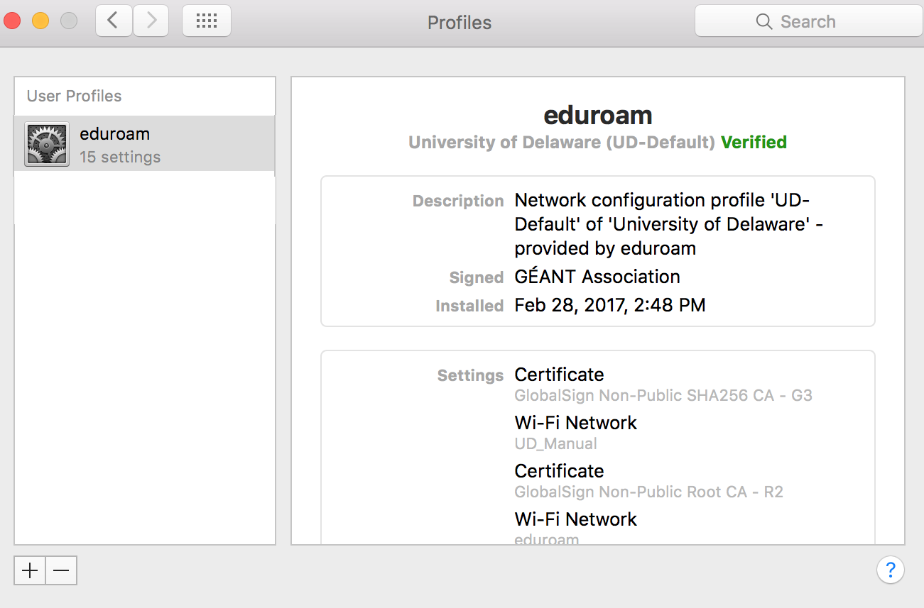 eduroam profiles