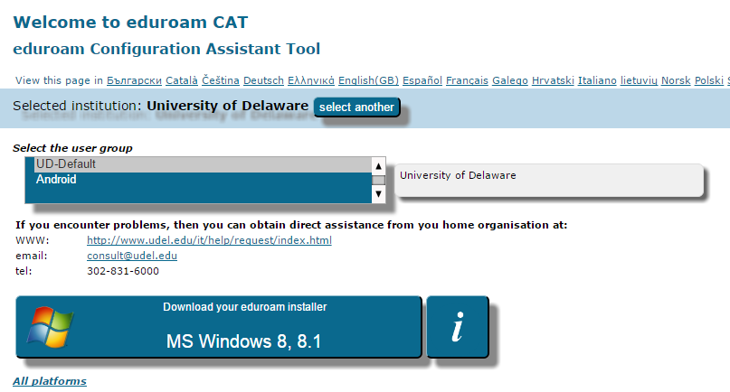 Download your eduroam installer