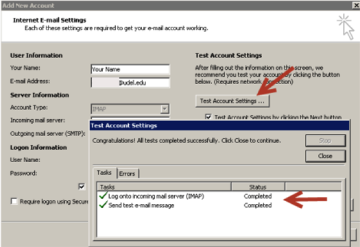 test account settings