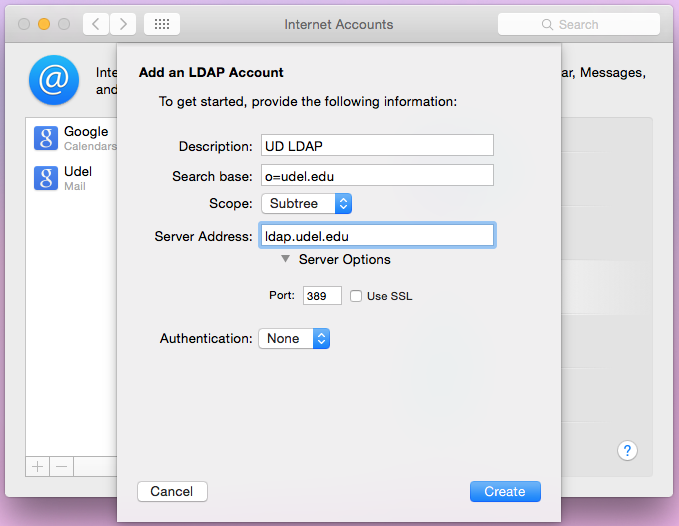 LDAP settings