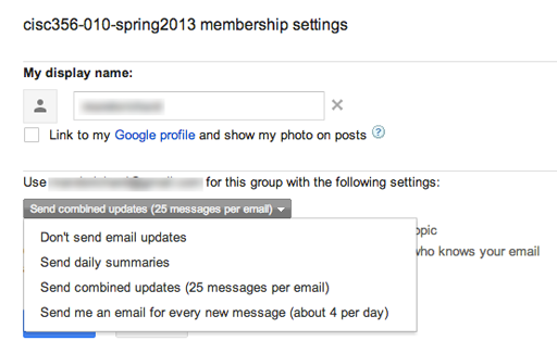 Email settings