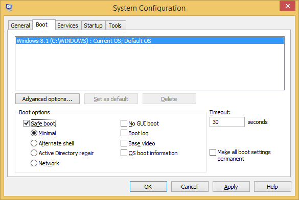 system configuration dialog box