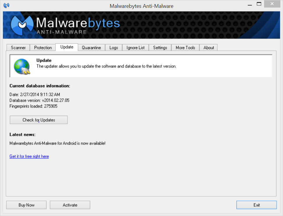 malwarebytes anti malware database update download