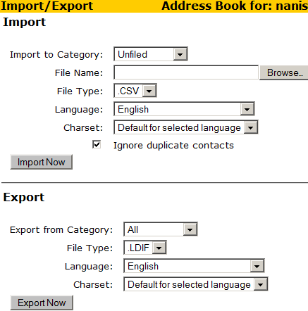 import/export feature
