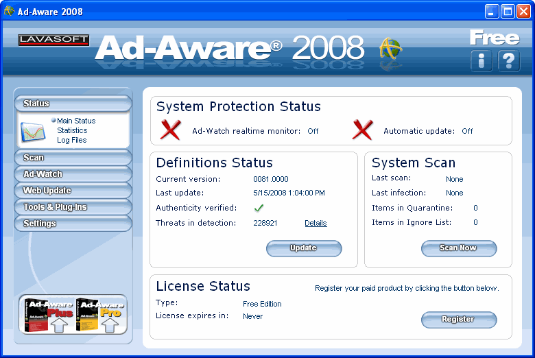 Ad aware deals spyware free