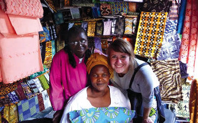 Katie Groop with sewing students