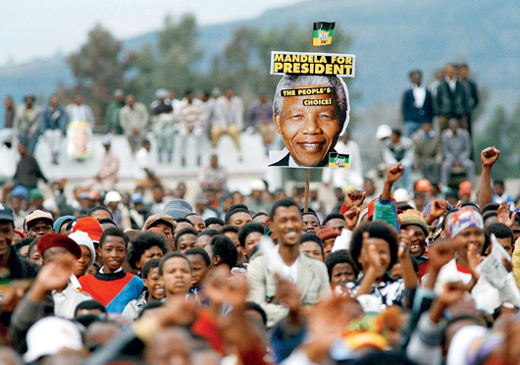 people celebrating the first election in south africa