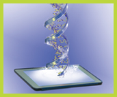 an image of an ipad with a strand of DNA coming out of it