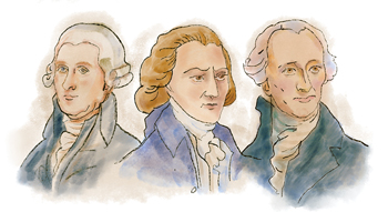 Illustration of Thomas McKean, George Read and James Smith