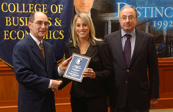 student being awarded the Donald J. Puglisi Scholarship