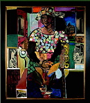 David C. Driskell (1931-  )
WOMAN IN INTERIORS
1973
Acrylic on canvas and paper
47 " x 40 "