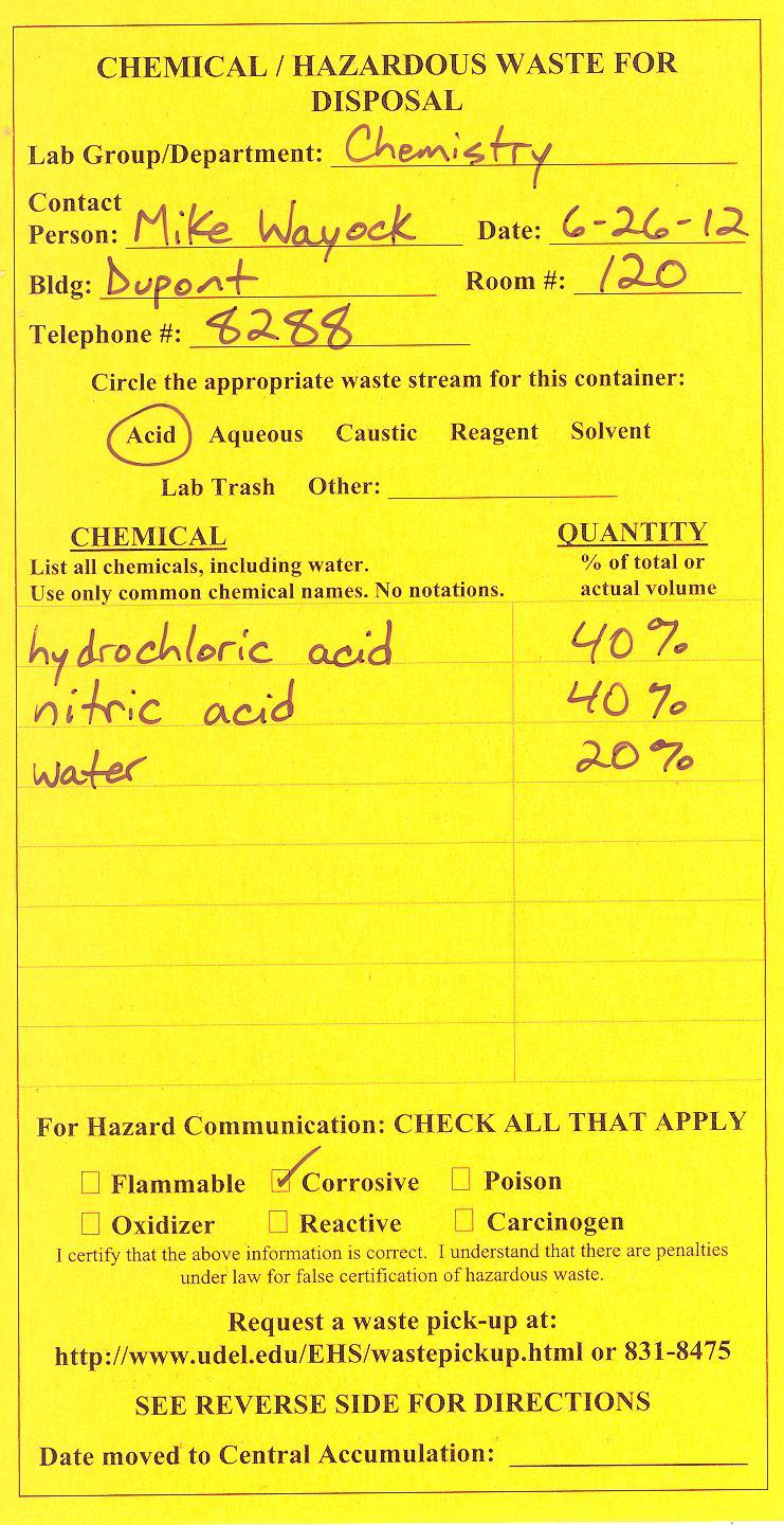 Chemical Waste Label