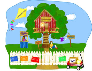 Graphic illustration of BY KIDS ONLY web site