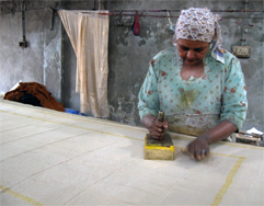 cloth being stamped