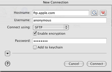 connect to anonymous FTP server