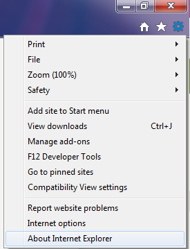 internet explorer help menu