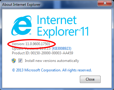 Internet Explorer Dialogue Box