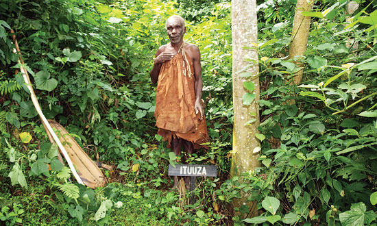 Batwa elder in forest