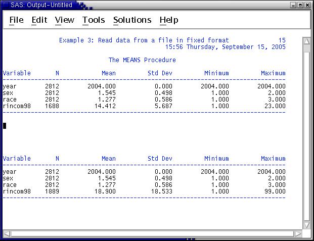 Comment missing income outputs