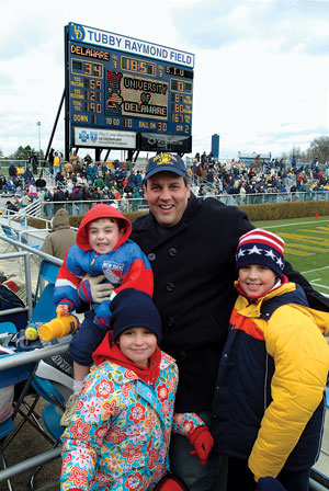 Christie at UD football game