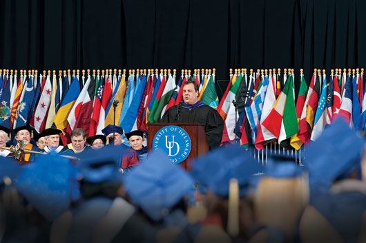Chris Christie speaking at UD's winter commencement