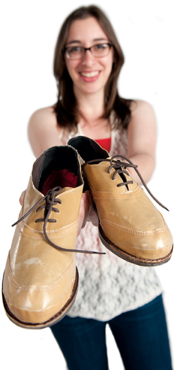 Stacey Lipschitz holding shoe