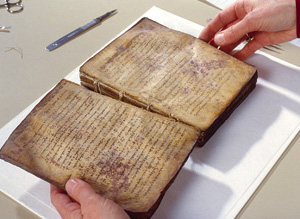 Abigail Quandt with Archimedes manuscript