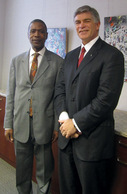 Sibusiso Vil-Nkomo, left, with Patrick Harker