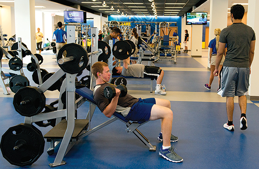 Students working out at the renovated Little Bob