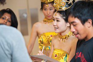 a demonstration at UD's Confucius Institute