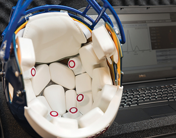 image showing inside of battery powered football helmet