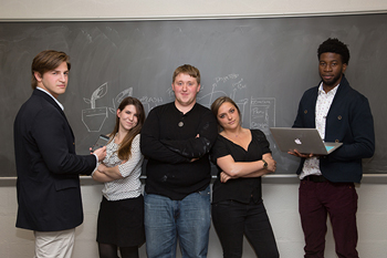 PocketFarmer app team members include (from left) Andrew Seski, Rebecca LaPlaca, Nathan Smith, Michelle Lifavi and Akuma Akuma-Ukpo.