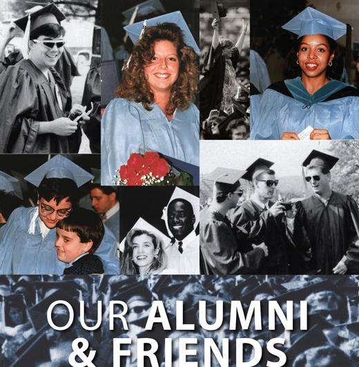 A collage of images from the Class of 1991 year book during graduation