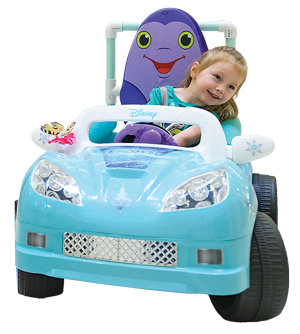 a little girl with disabilities drives the GoBabyGo car