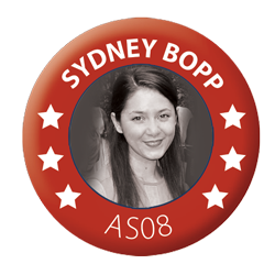 Sydney Bopp, AS08 in an image of a political button