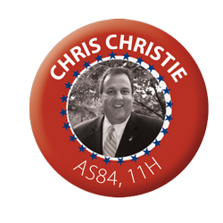 Chris Christie, AS84, 11HON in an image of a political button
