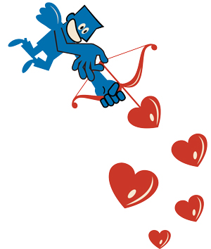 illustration of a person shooting hearts from a bow and arrow