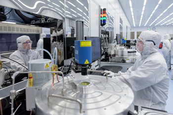 An image of people working in the nanofab facility