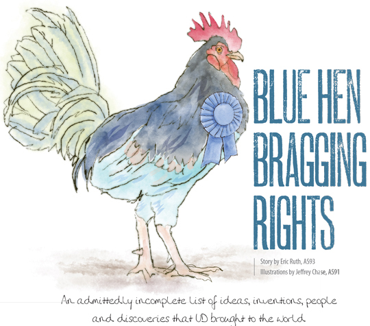 Title image: Blue Hen Bragging Rights: and admittedly incomplete list of ideas, inventions, people and discoveries that UD brought to the world