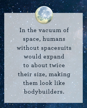 In the vacuum of space, humans without spacesuits would expand
to about twice their size, making them look like bodybuilders. 